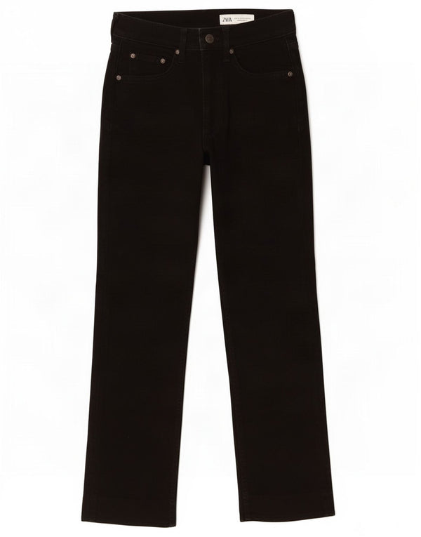 Zara Damen Straight Jeans EU 34 2XS W24 L26 Schwarze Baumwolle