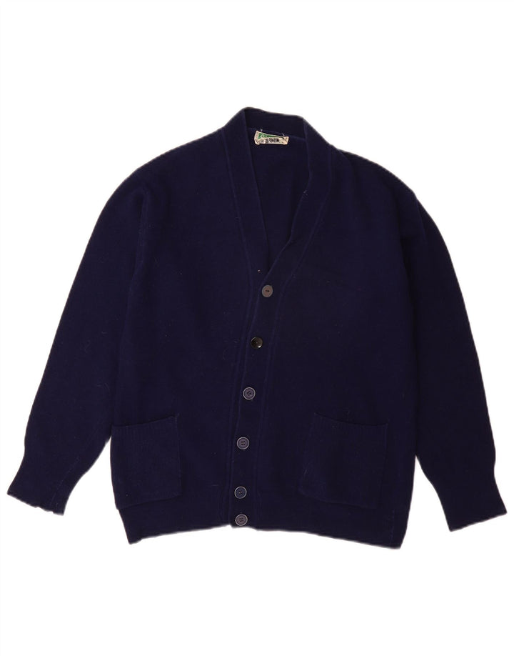 BENETTON Jungen-Cardigan-Pullover, 13–14 Jahre, marineblaue Wolle