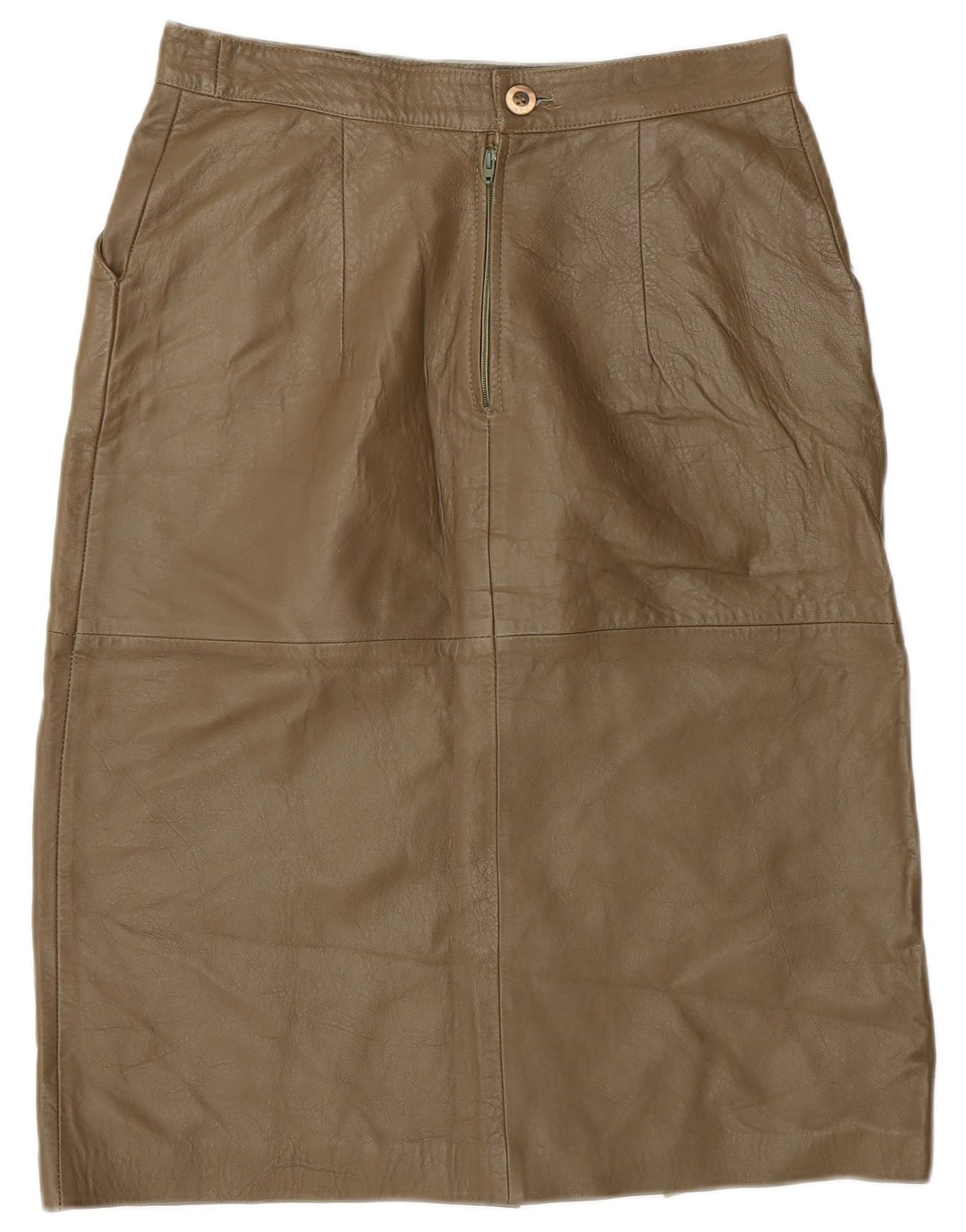 Vintage Damen Lederrock IT 44 Medium W28 Khaki