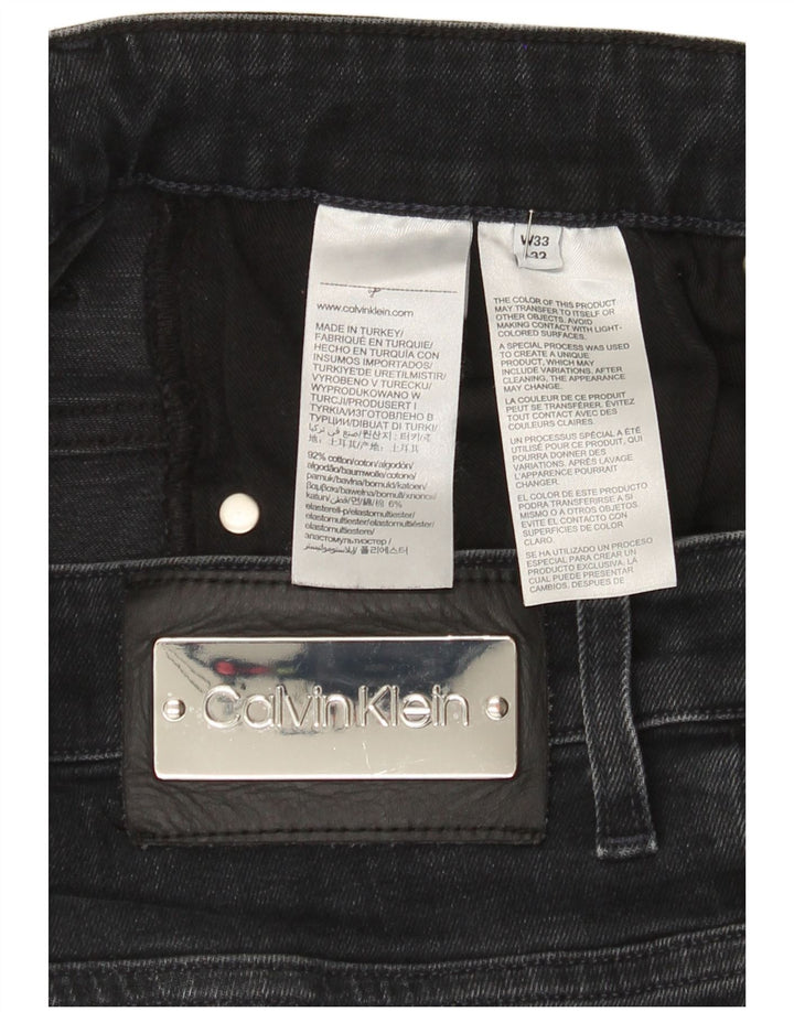 Calvin Klein Herren Slim Jeans W33 L32 Schwarze Baumwolle