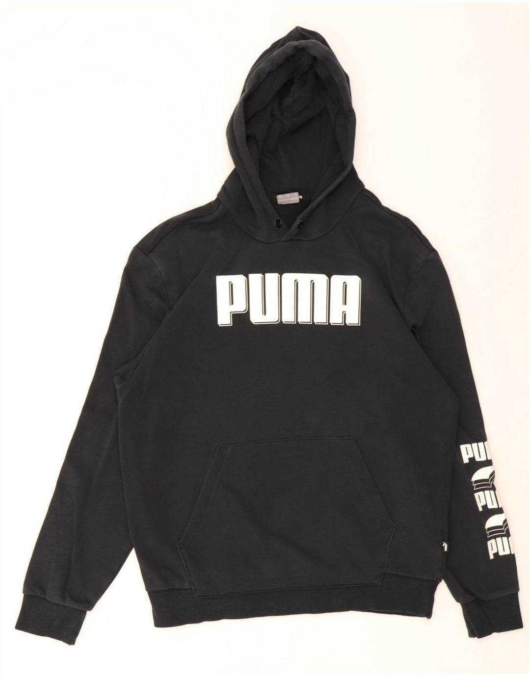 Puma Herren Grafik-Hoodie-Pullover aus mittelschwarzer Baumwolle