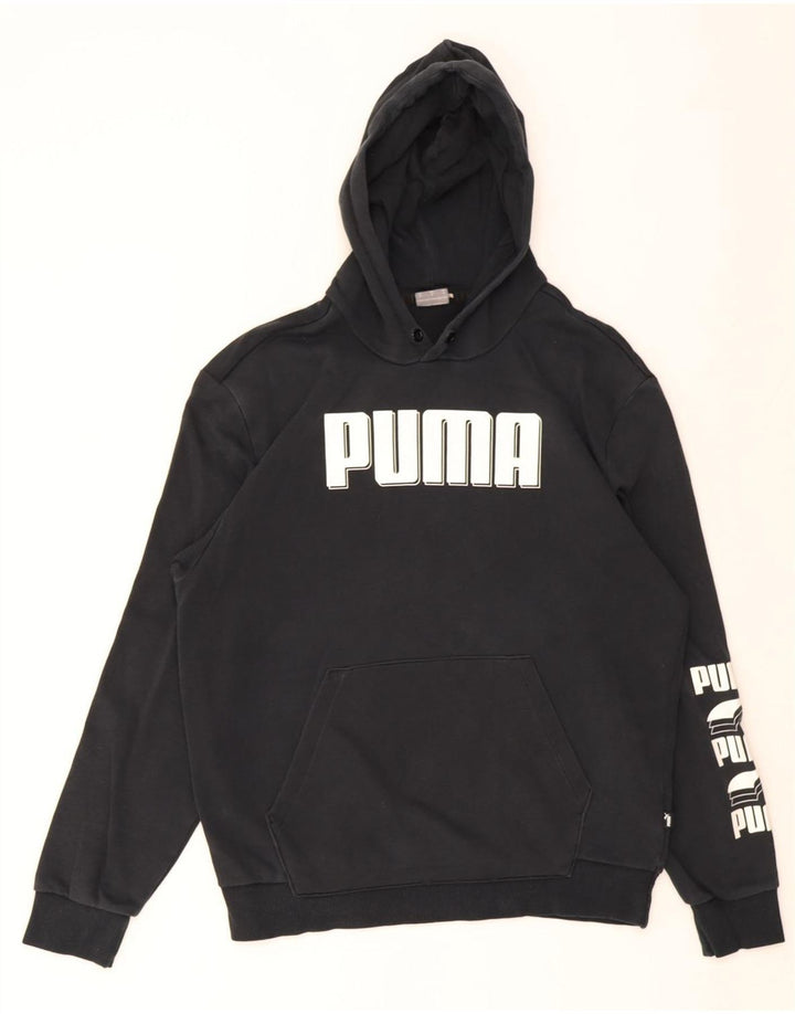 Puma Herren Grafik-Hoodie-Pullover aus mittelschwarzer Baumwolle