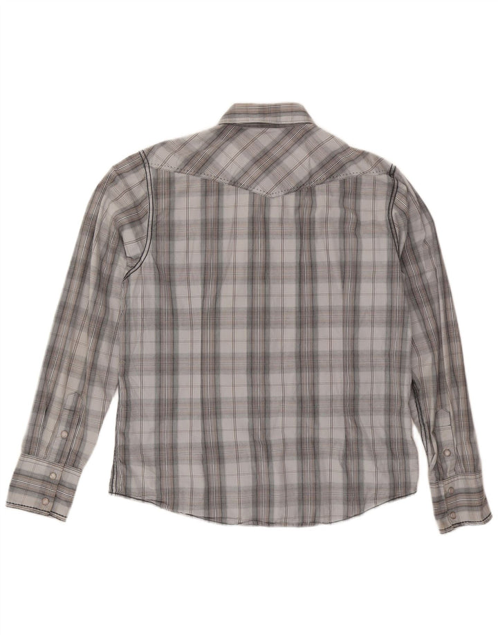 BKE Herren-Slim-Fit-Hemd aus mittelgrauer Karo-Baumwolle