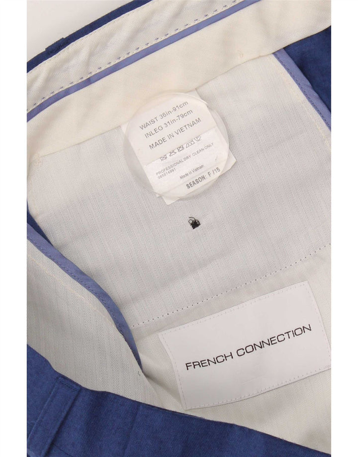 French Connection Herren-Anzughose, gerade, W36, L31, blaue Wolle