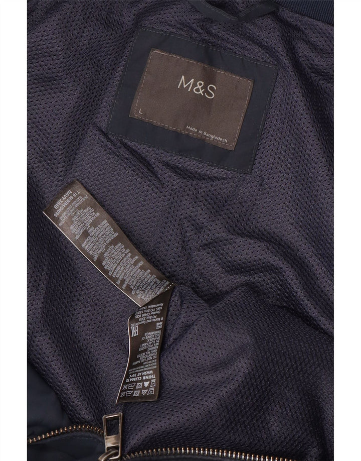 Marks & Spencer Herren Bomberjacke UK 40 Large Marineblau Polyester