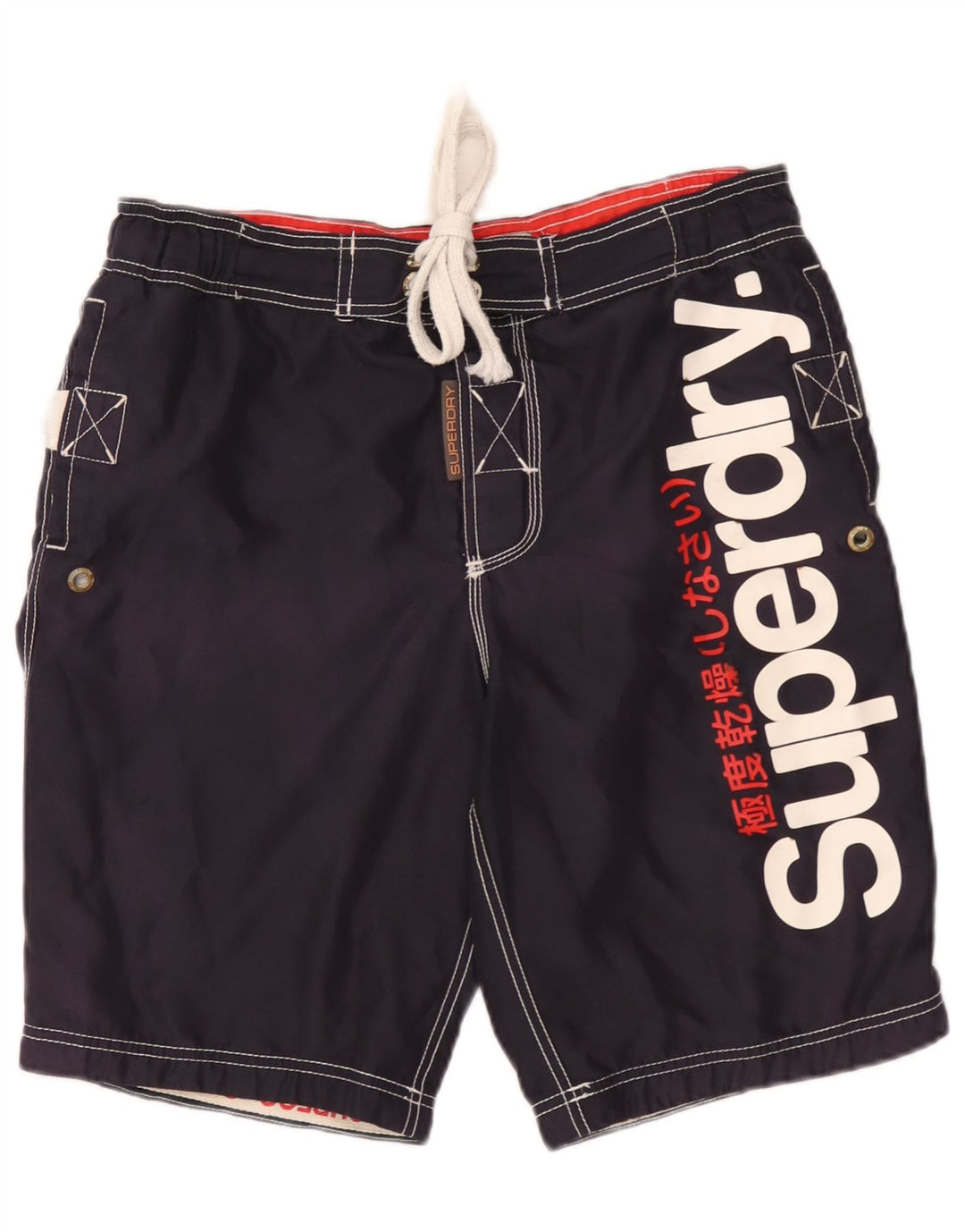 Superdry Herren-Badeshorts mit Grafik, mittelgroß, Marineblau, Polyester