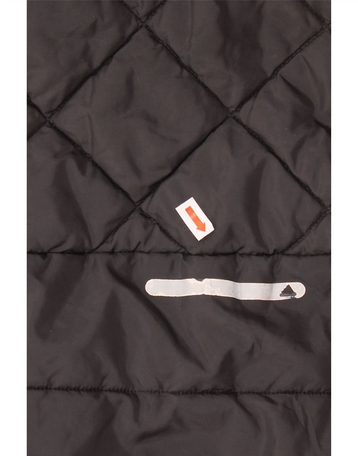 ADIDAS Boys Hooded Padded Jacket 13-14 Years Black Polyester