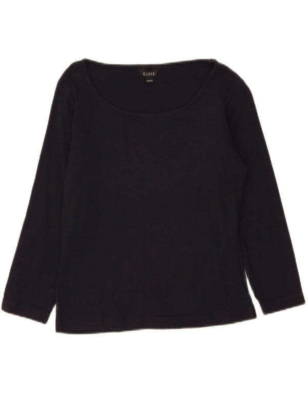 Guess Damen Crop Top 3/4 Ärmel UK 18 XL Marineblau Baumwolle