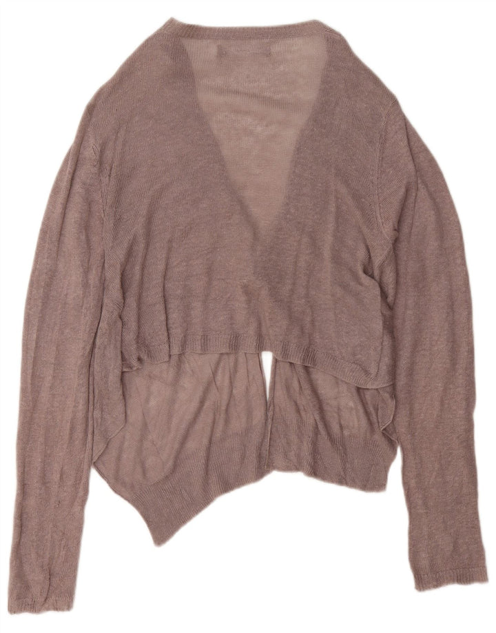 Zara Damen Crop Cardigan Pullover UK 12 Mittelbraunes Leinen