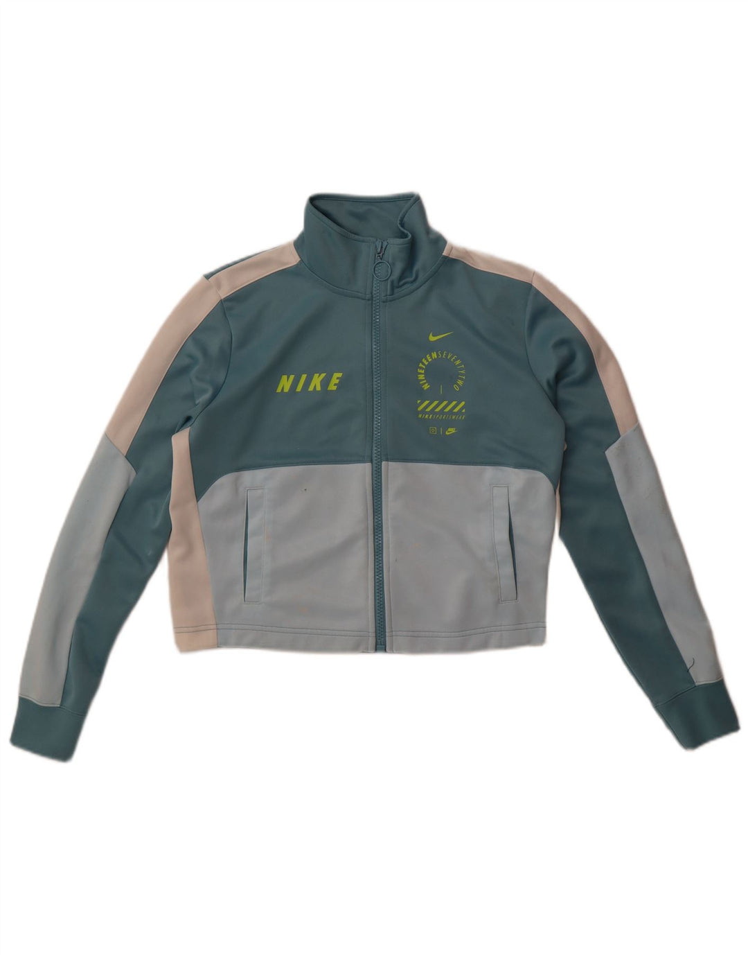 Nike Damen-Trainingsanzug-Oberteil mit übergroßer Grafik, Größe UK 10, Größe S, Blau