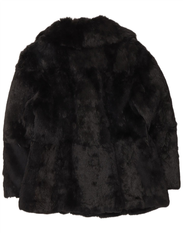 Vintage Damen Pelzjacke EU 48 2XL Schwarz Echtfell