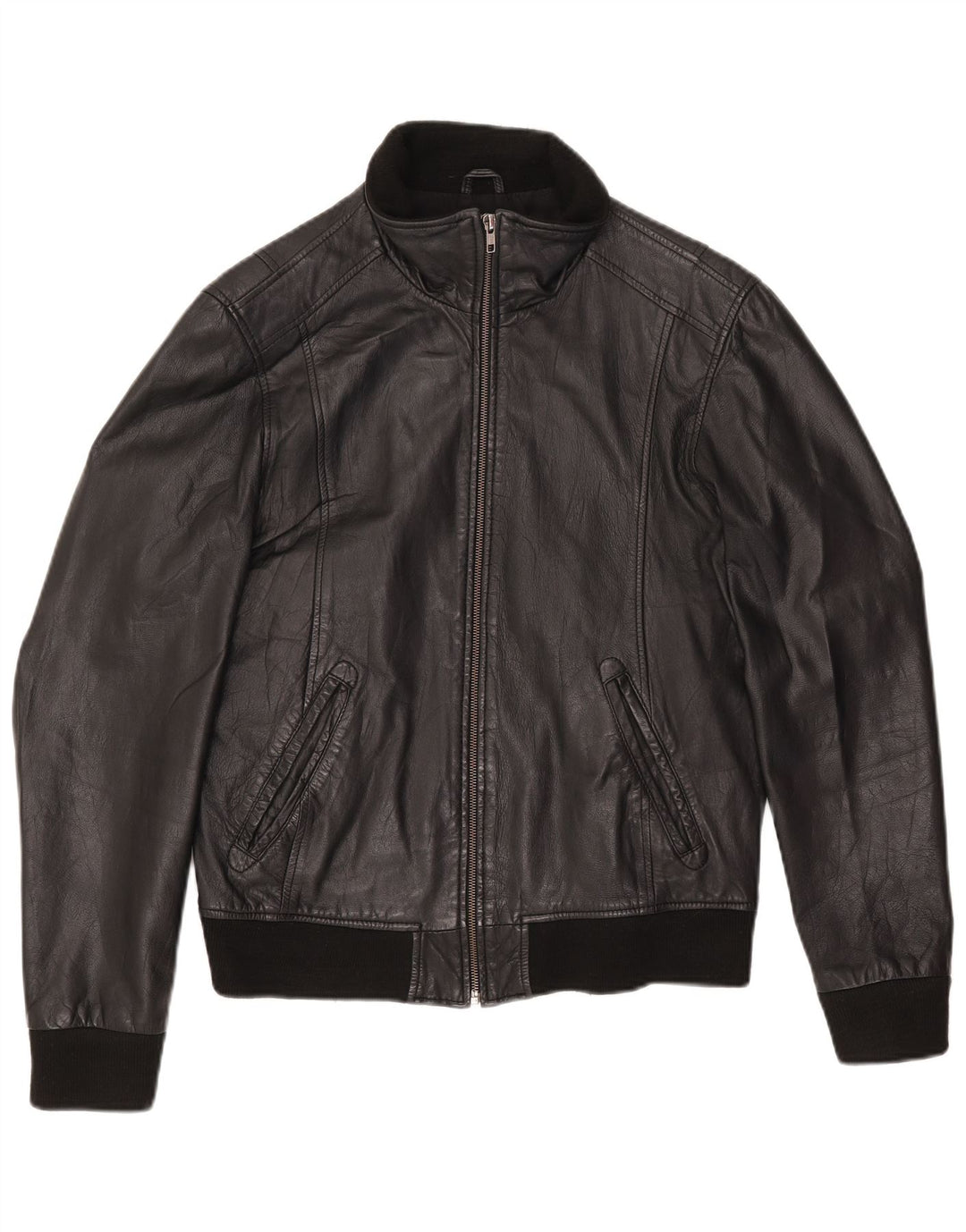 Censured Damen Lederjacke UK 14 Großes schwarzes Leder