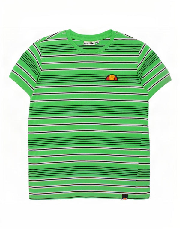 Ellesse T-Shirt-Oberteil für Mädchen, 11–12 Jahre, grün gestreift, Baumwolle