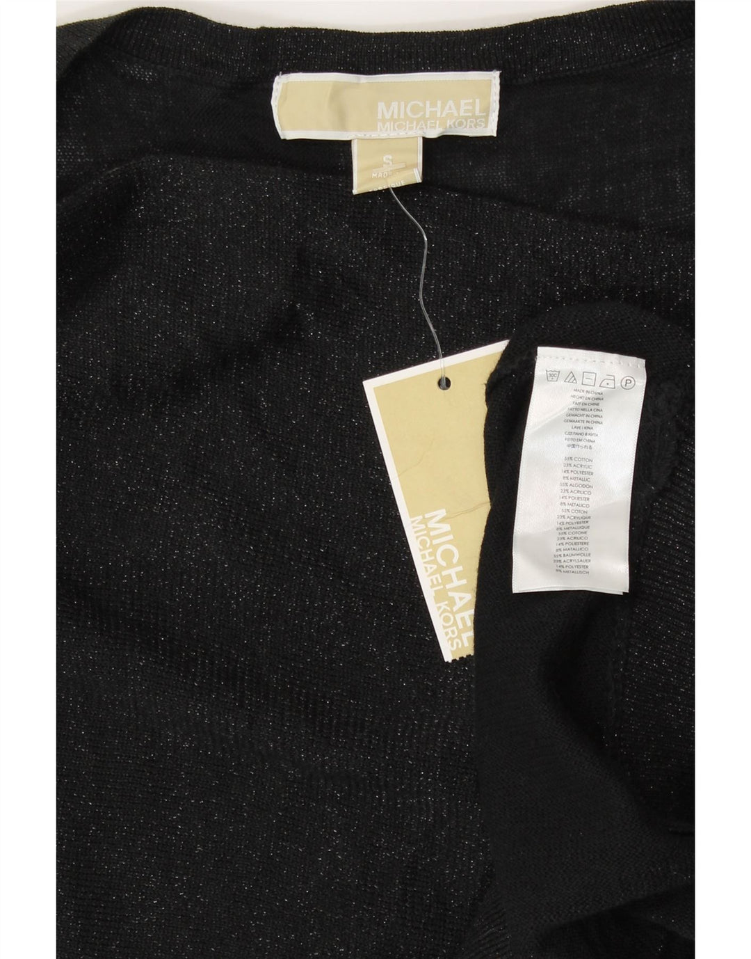 Michael Kors Damen ärmelloses Blusenoberteil UK 10 Small Schwarze Baumwolle