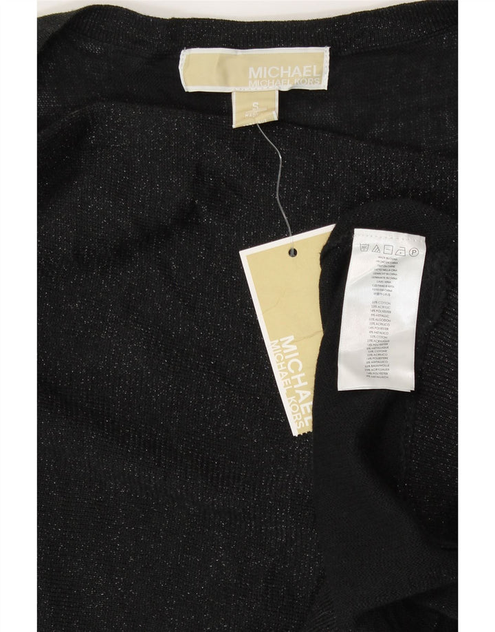 Michael Kors Damen ärmelloses Blusenoberteil UK 10 Small Schwarze Baumwolle