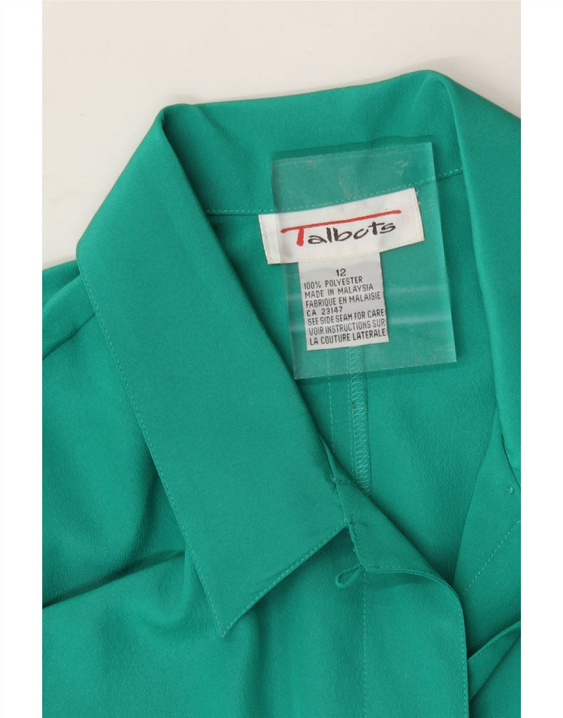 TALBOTS Womens Long Sleeve Shirt Dress US 12 Large Turquoise Polyester Vintage Talbots and Second-Hand Talbots from Messina Hembry 