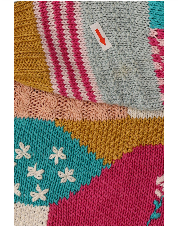 Vintage Damen Cardigan Pullover UK 14 Großes mehrfarbiges Patchwork