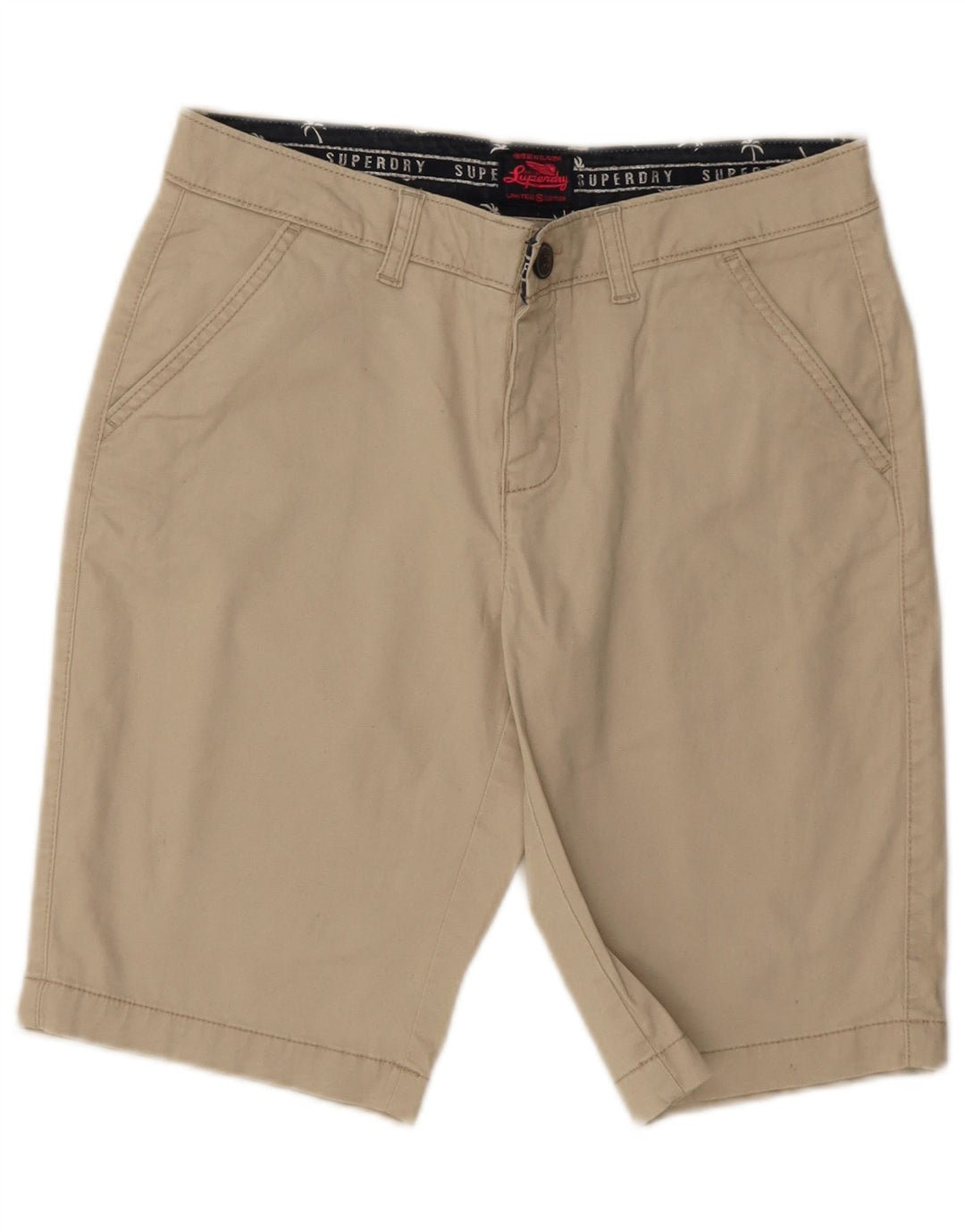Superdry Damen Chinoshorts W30 Mittelbeige Baumwolle
