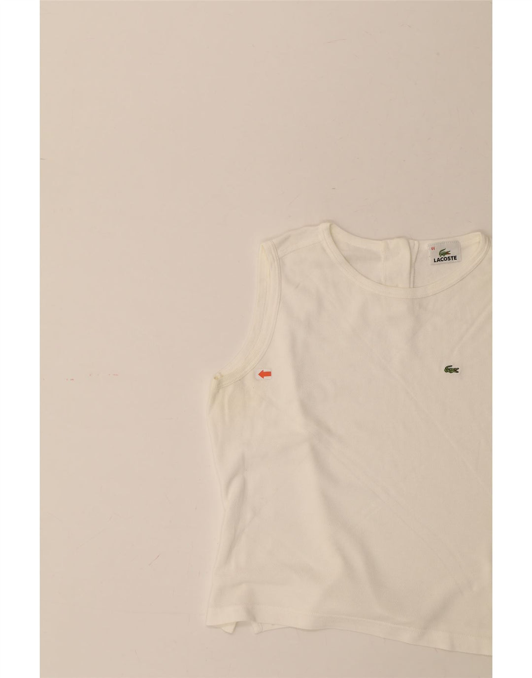 LACOSTE Damen-Trägershirt, Größe 44, große weiße Baumwolle
