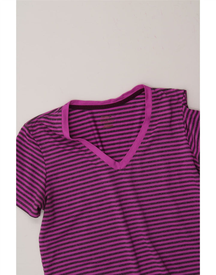 REEBOK Womens T-Shirt Top UK 16 Large Pink Striped Vintage Reebok and Second-Hand Reebok from Messina Hembry 