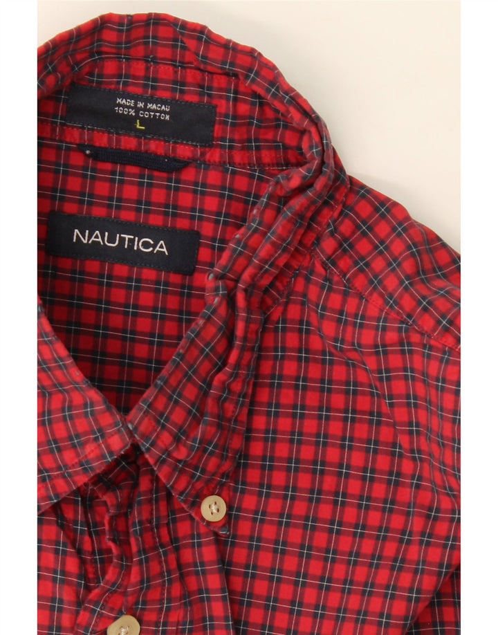 NAUTICA Mens Shirt Large Red Check Cotton Vintage Nautica and Second-Hand Nautica from Messina Hembry 