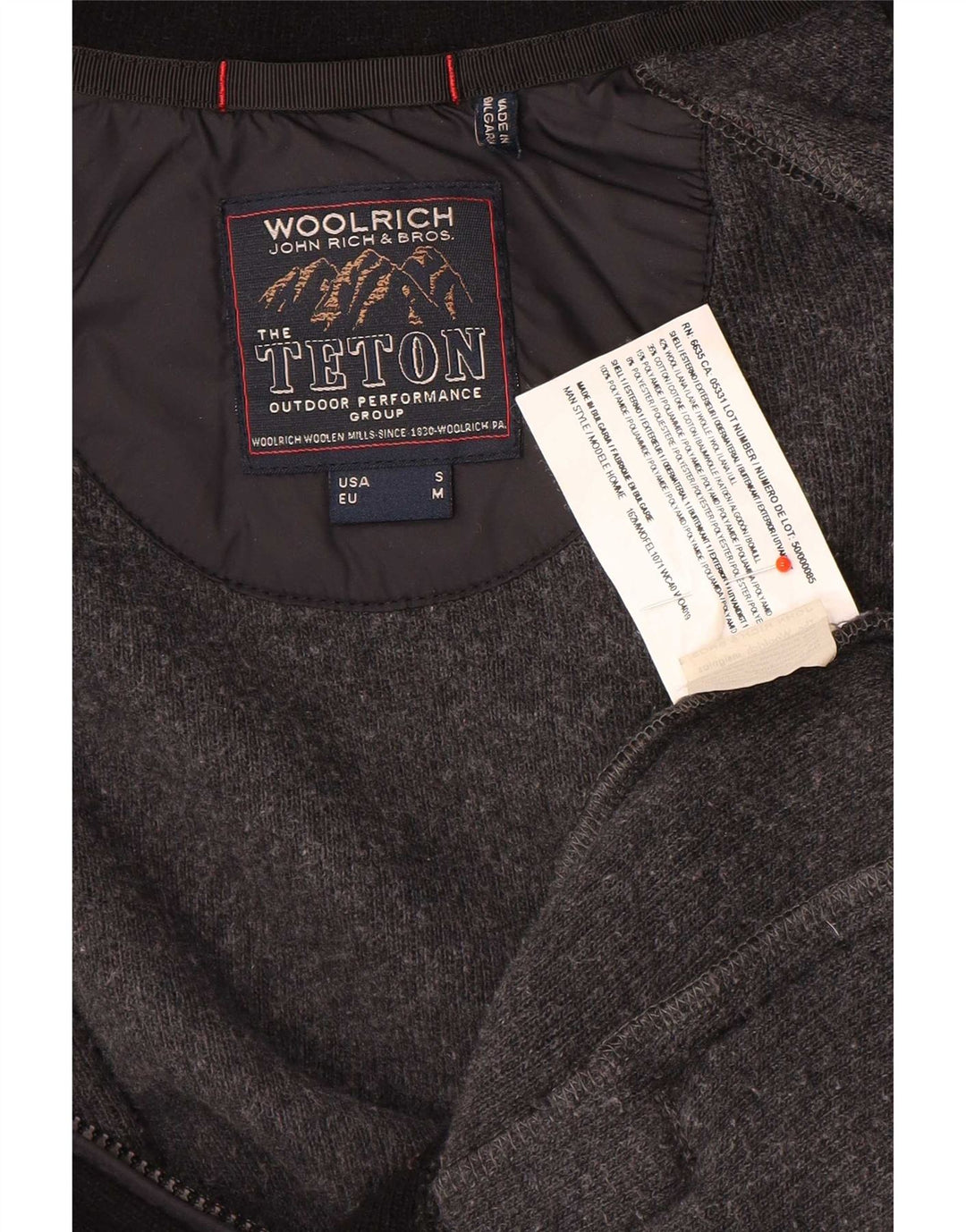 Woolrich Herren-Strickjacke, kleine schwarze Wolle im Farbblockdesign