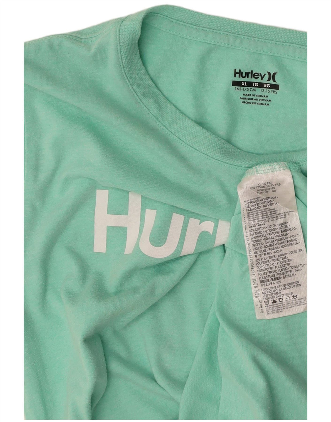 HURLEY Grafik-T-Shirt für Jungen, 13–14 Jahre, XL, grüne Baumwolle