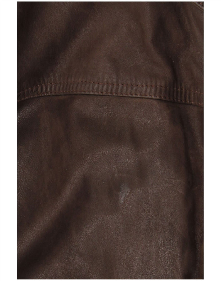 BIKERS Herren 4-Knopf-Lederblazer IT 58 4XL Braunes Leder