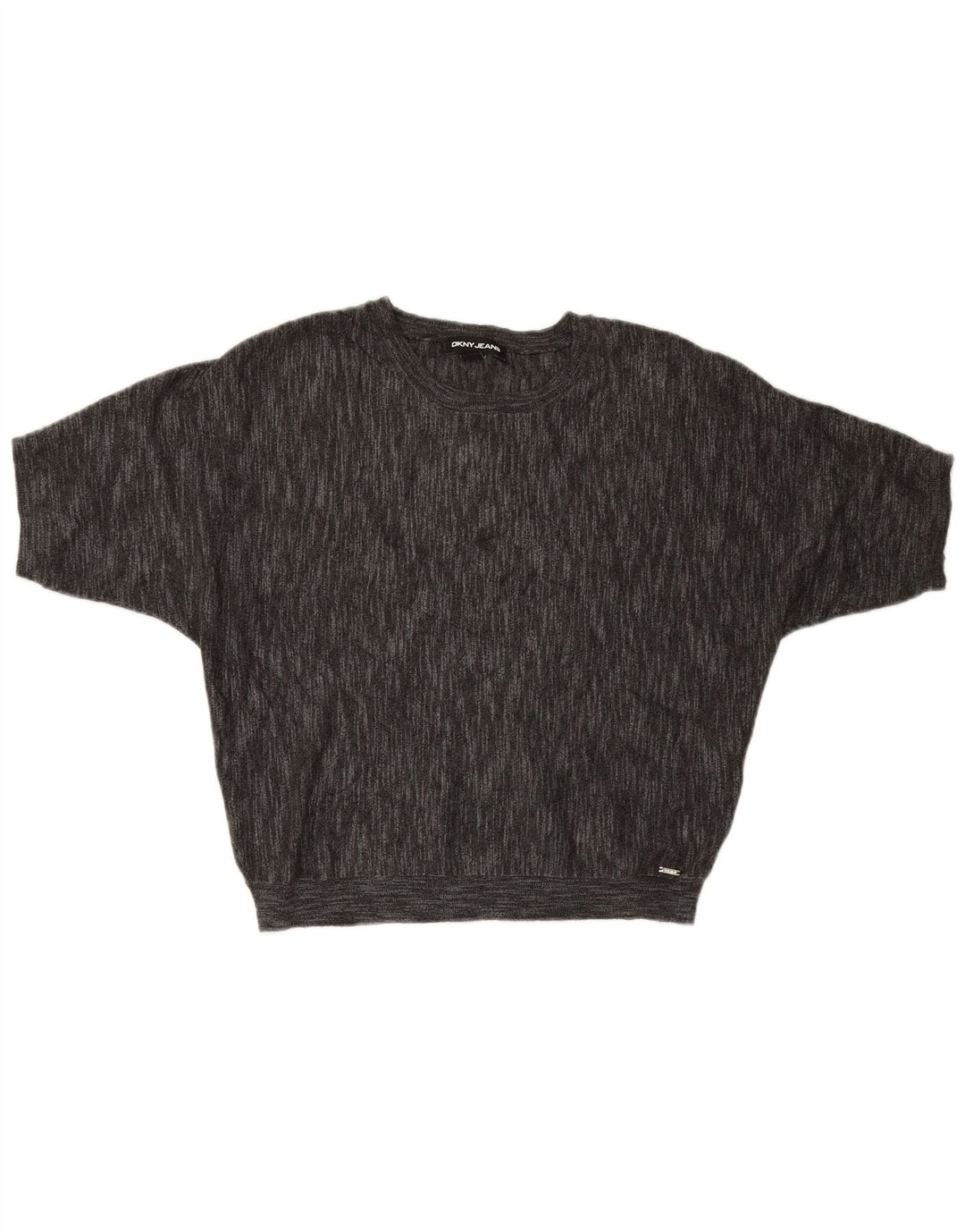 Kurzärmliger Damen-Pullover mit Rundhalsausschnitt von Dkny, Gr. 14, mittelgraue Viskose