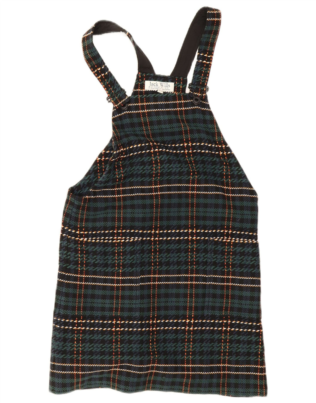 Jack Wills Latzhosenkleid für Damen, Größe S, grün, kariert, Polyester