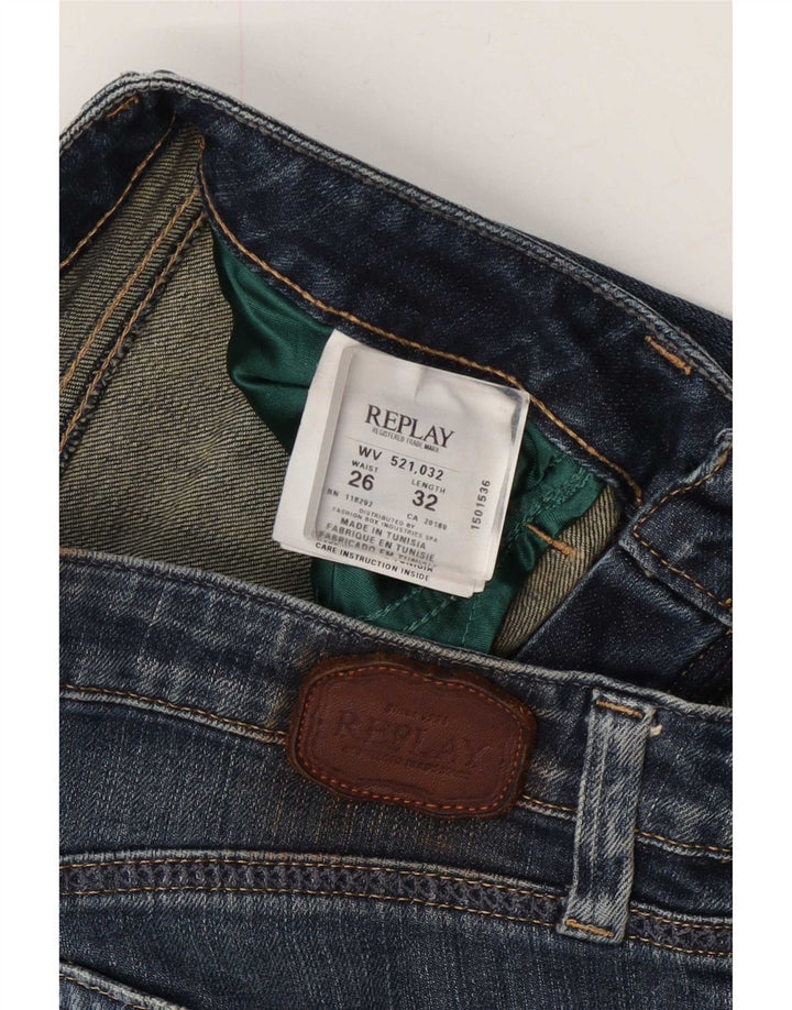 Replay Damen Slim Jeans W26 L32 Blaue Baumwolle