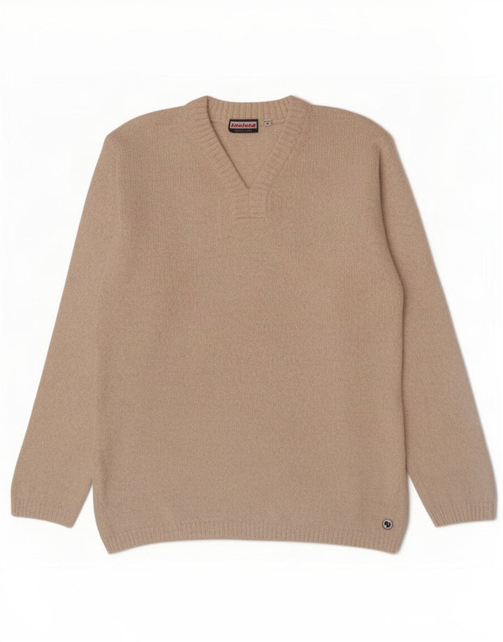 Invicta Herren-Pullover mit V-Ausschnitt aus mittelbeiger Baumwolle