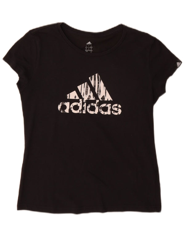 Adidas Damen Grafik T-Shirt Top UK 8/10 Small Schwarz Baumwolle