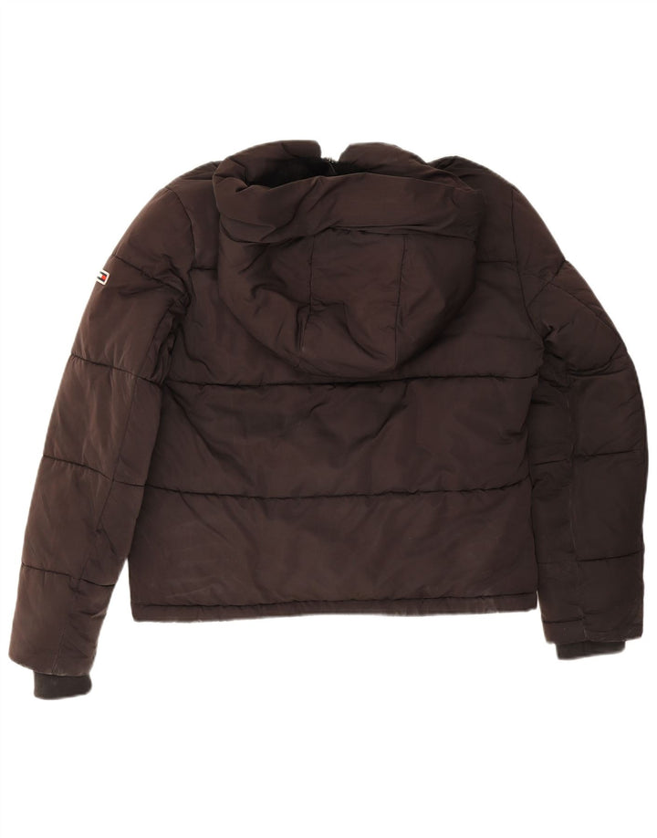 Tommy Hilfiger Damen Crop Oversized Wattierte Jacke UK 6 XS Grau Polyamid