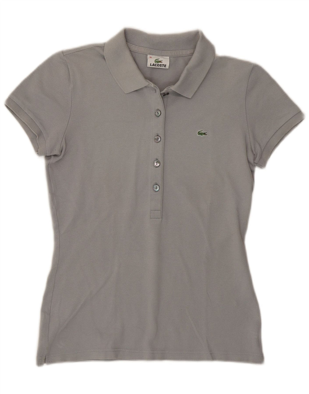 Lacoste Damen-Poloshirt, Größe 36, kleine graue Baumwolle