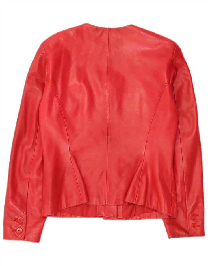 Marc Cain Damen 4-Knopf-Lederblazerjacke US Small Rot
