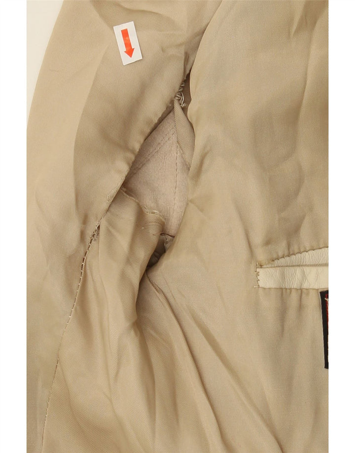 MARCOS Mens Leather Jacket UK 38 Medium Beige Leather Vintage Marcos and Second-Hand Marcos from Messina Hembry 