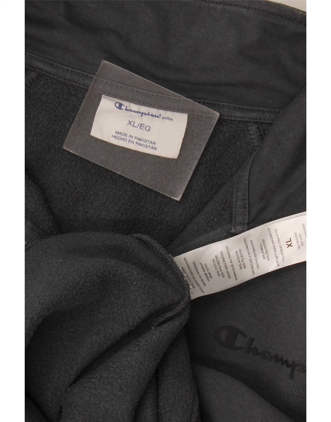 Champion Herren-Sweatshirt mit Reißverschluss, XL, graue Baumwolle