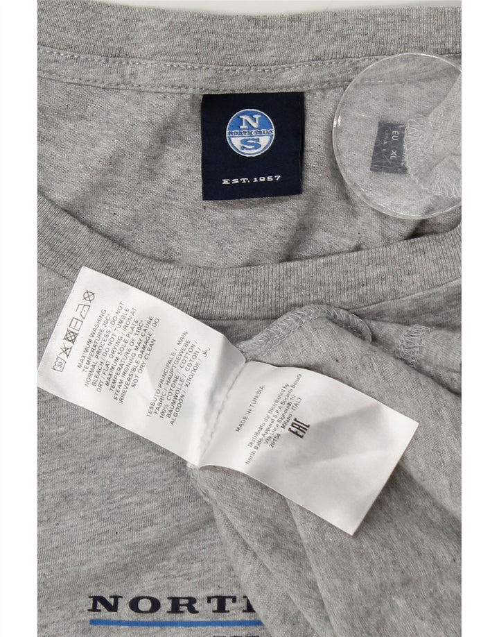 North Sails Herren-T-Shirt-Oberteil XL aus grau gefleckter Baumwolle