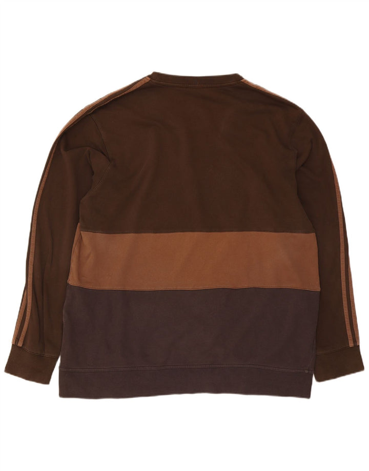 Adidas Herren Sweatshirt Pullover 2XL Braun Colourblock Baumwolle