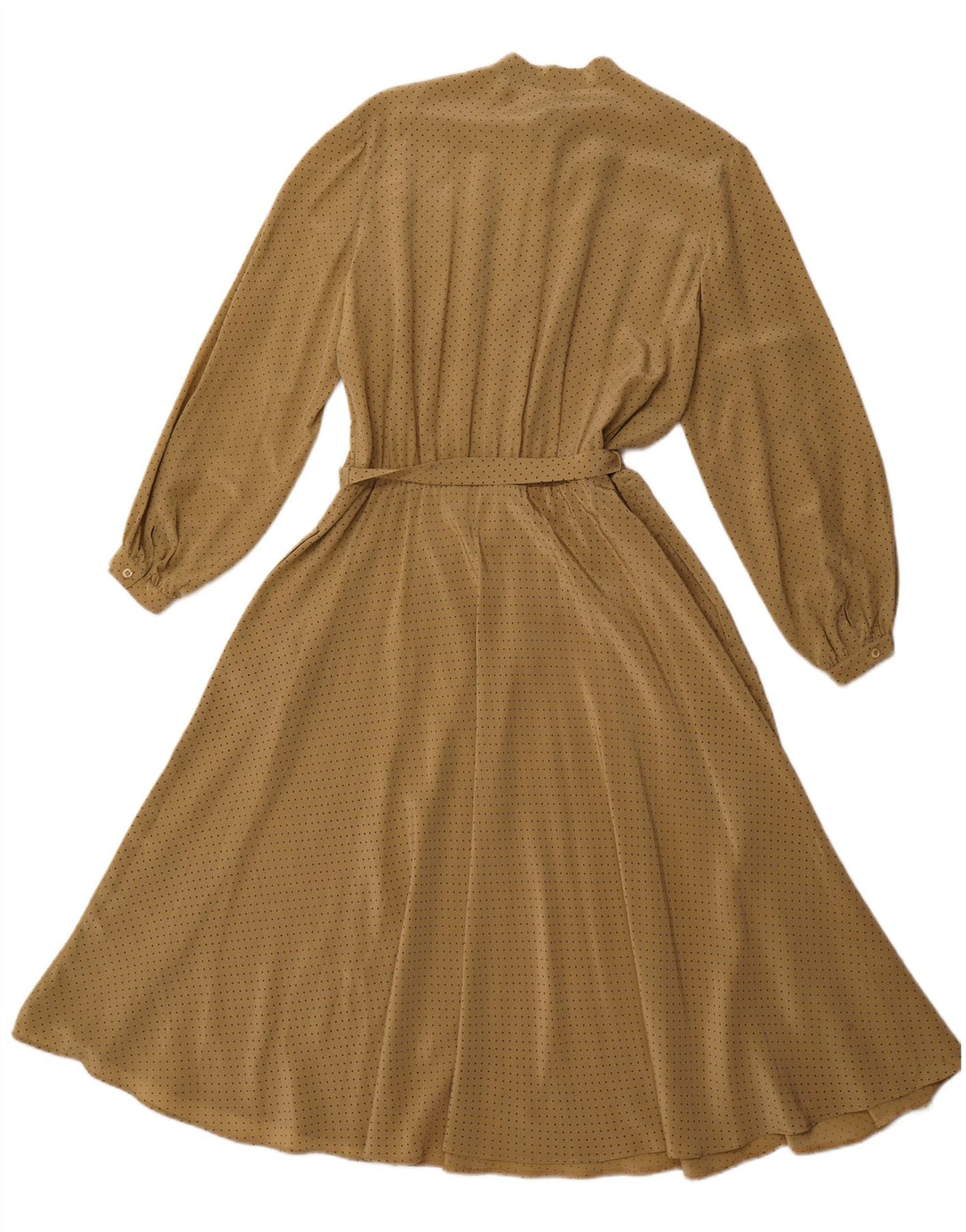 VINTAGE Langärmliges Maxikleid mit Vorderschnürung für Damen EU 44 XL Braun gefleckt