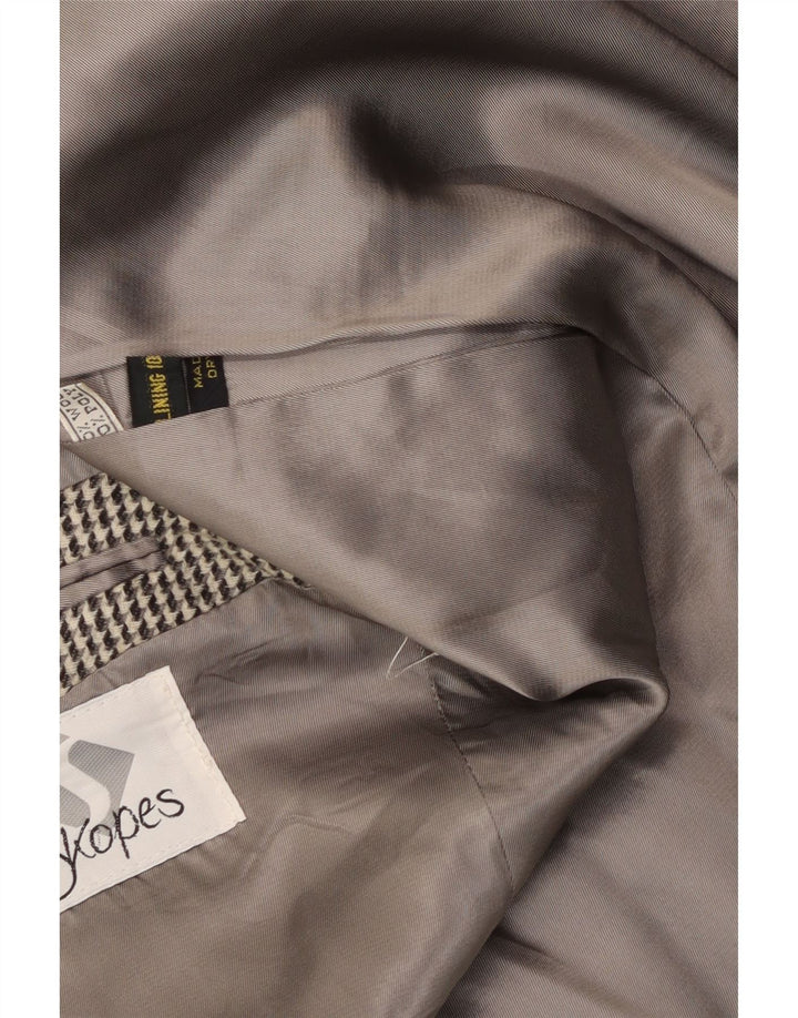 Vintage Herren-Blazer mit 2 Knöpfen, UK 40, große graue Wolle mit Hahnentrittmuster