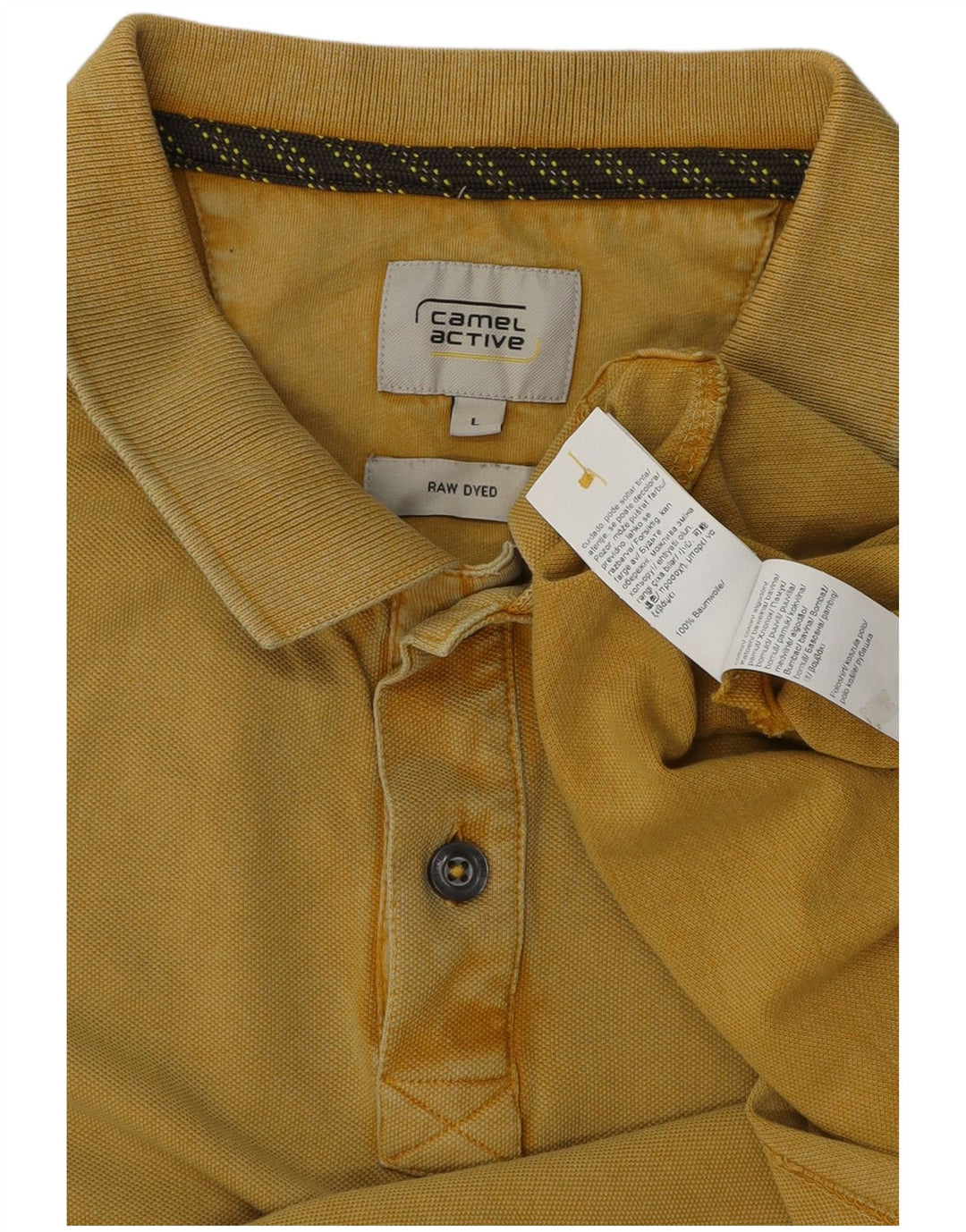 Camel Active Herren-Poloshirt aus roh gefärbter Baumwolle, groß, Gelb