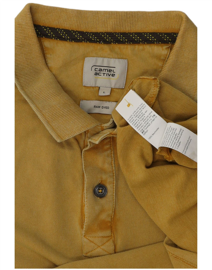 Camel Active Herren-Poloshirt aus roh gefärbter Baumwolle, groß, Gelb