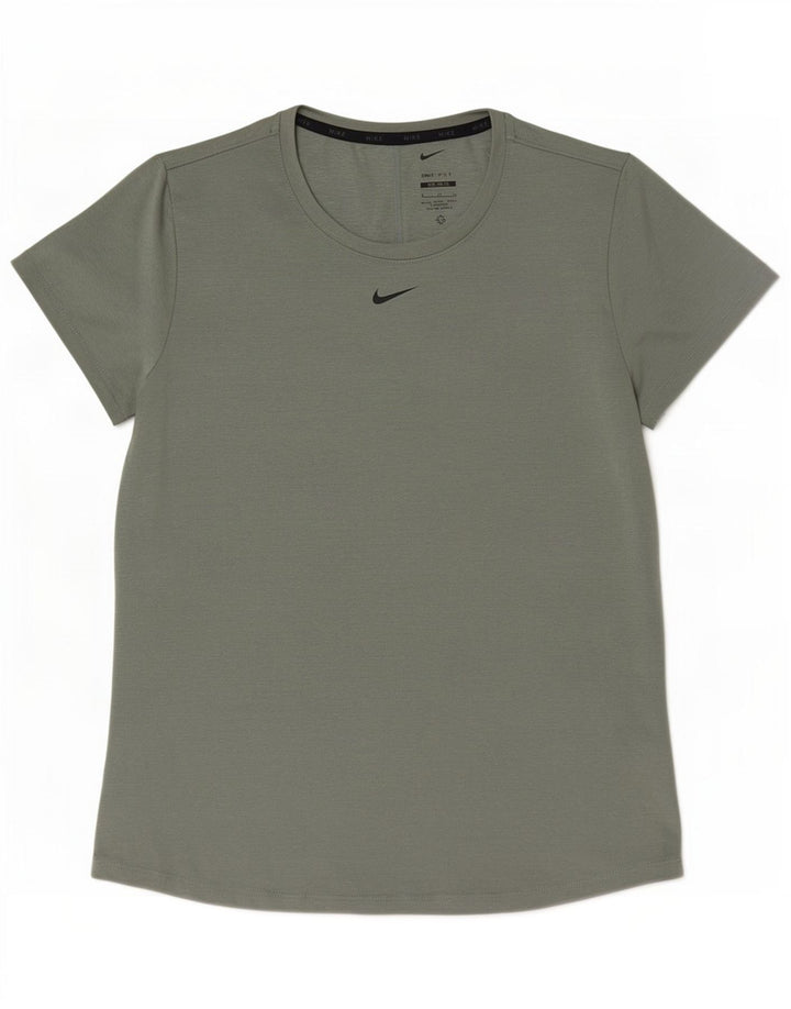 Nike Damen Dri Fit Slim T-Shirt Top UK 16 Large Grün Polyester