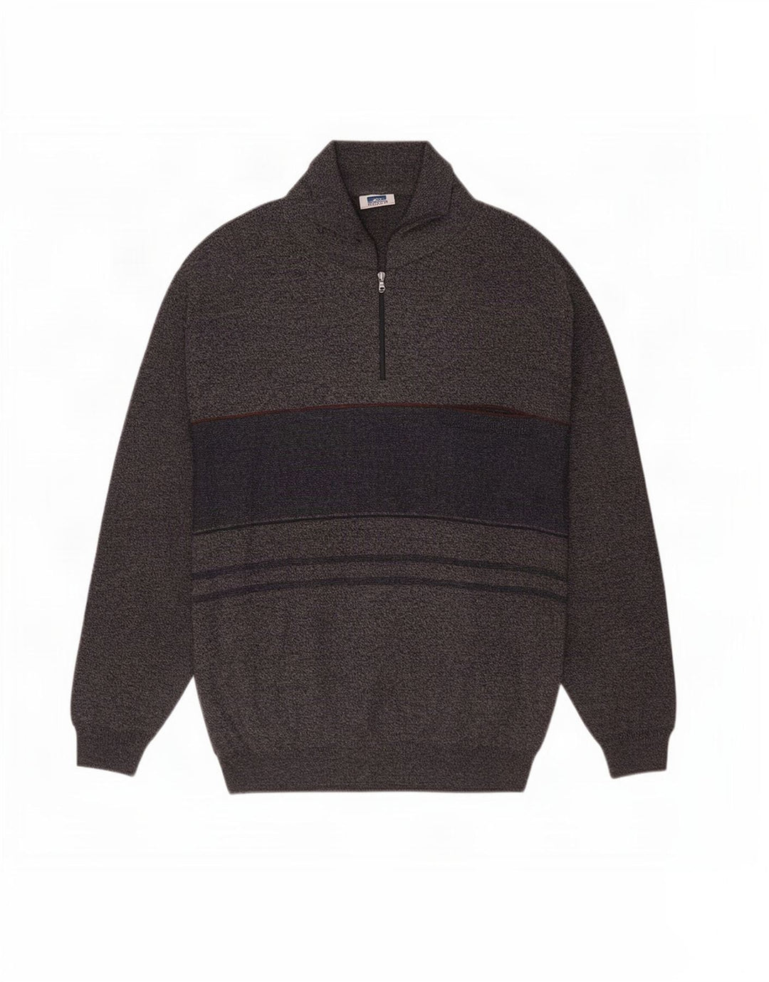 Rodes Herren-Pullover mit Rollkragen, groß, marineblau, gestreift, Wolle