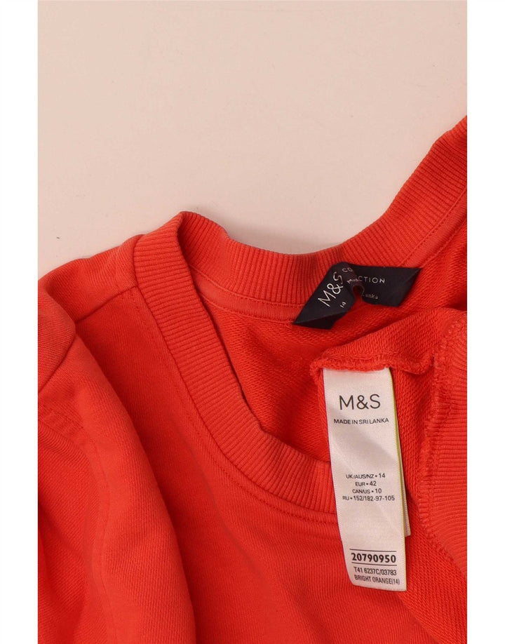 Marks & Spencer Damen Sweatshirt Pullover UK 14 Large Orange Baumwolle