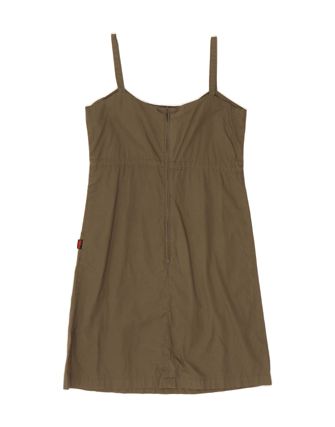 ROCKY Womens Sundress UK 14 Medium Khaki Cotton Vintage Rocky and Second-Hand Rocky from Messina Hembry 