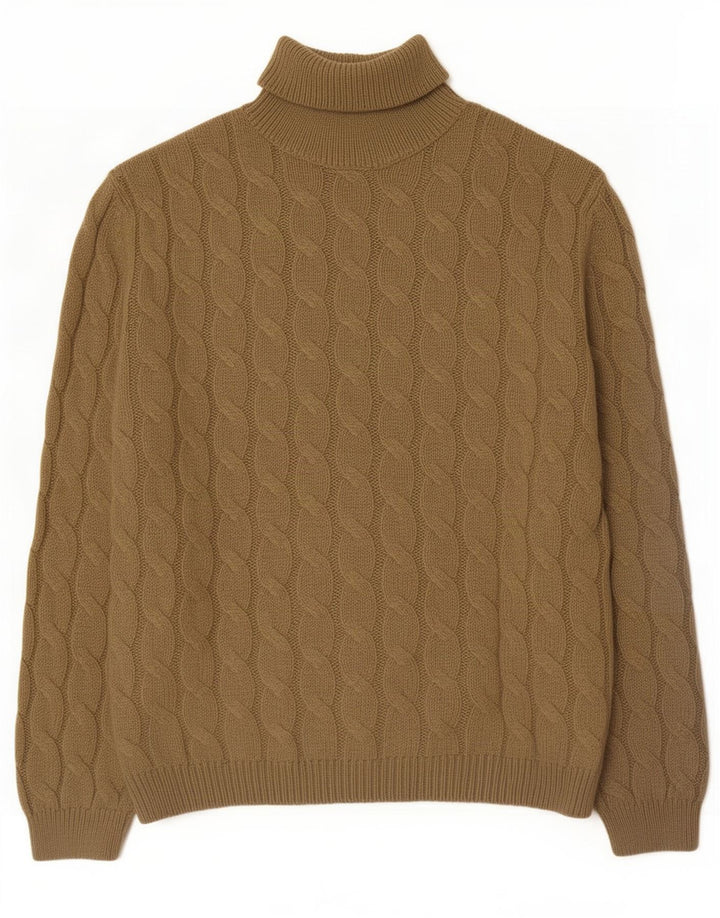 Rollkragenpullover für Herren von Zara, groß, Khaki, Acryl
