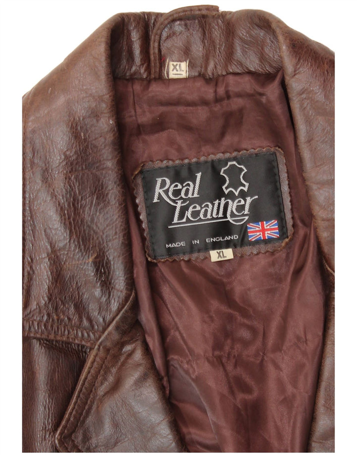 VINTAGE Herren Lederjacke UK 42 XL Braunes Leder